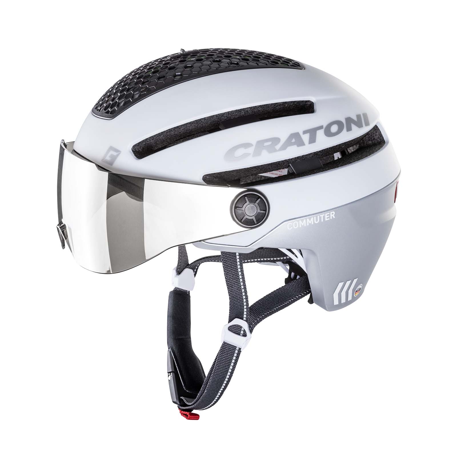 Cratoni Commuter Fahrradhelm mit Visier 111712-Commuter-white-matt