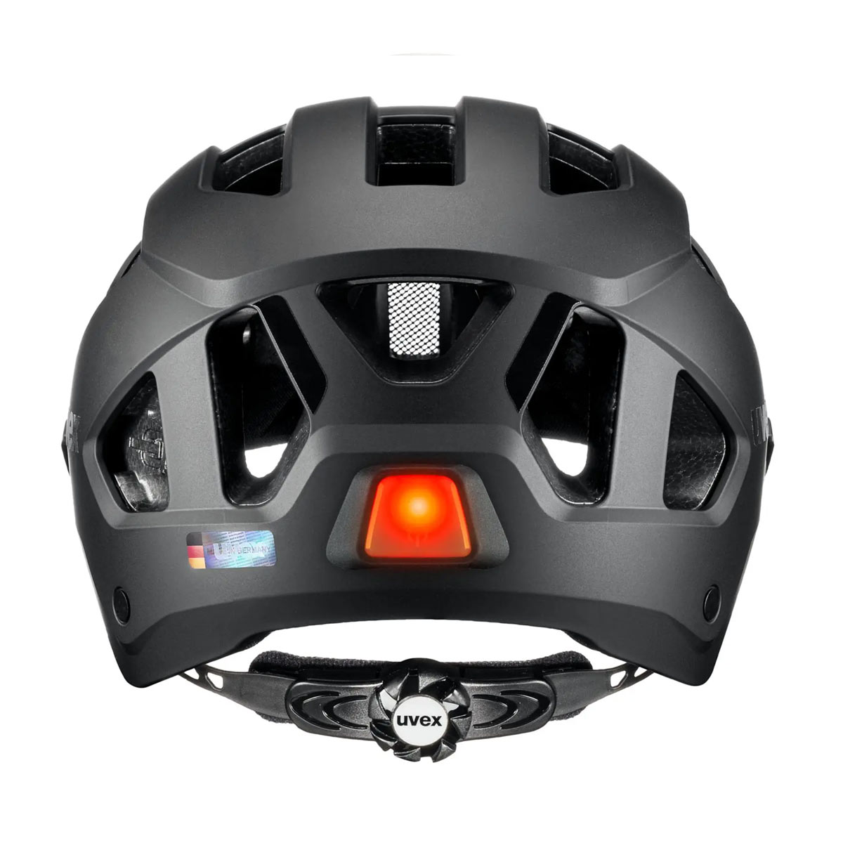 uvex stride visor Helm mit Visier Unisex black matt schwarz Licht an