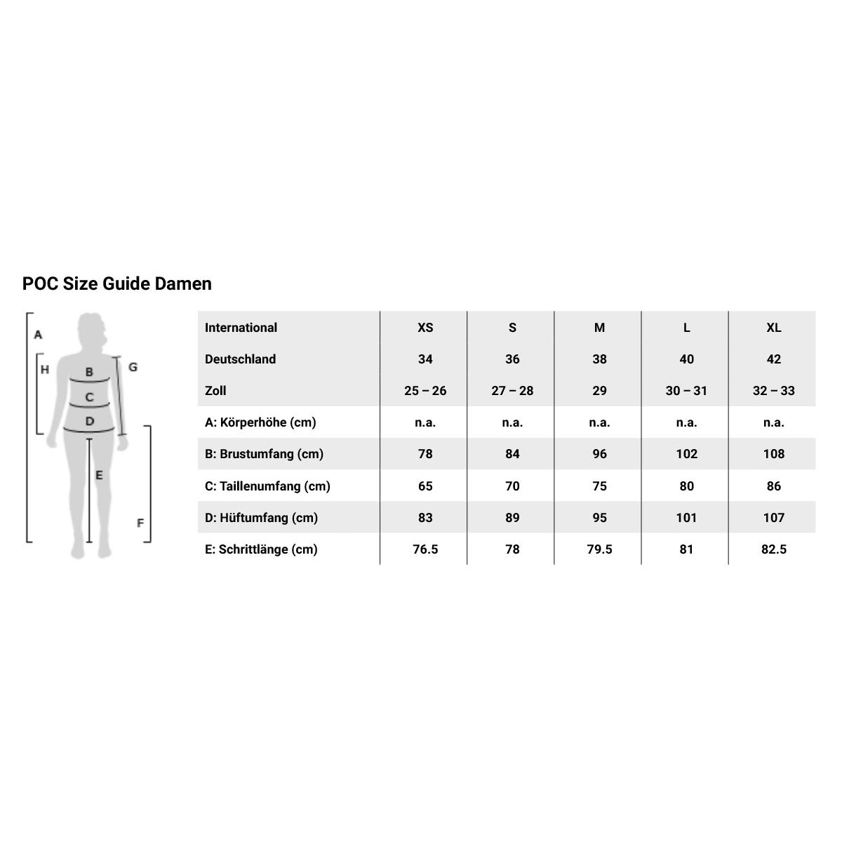 POC Ultra T-Shirt Damen SizeGuide_POC_Women