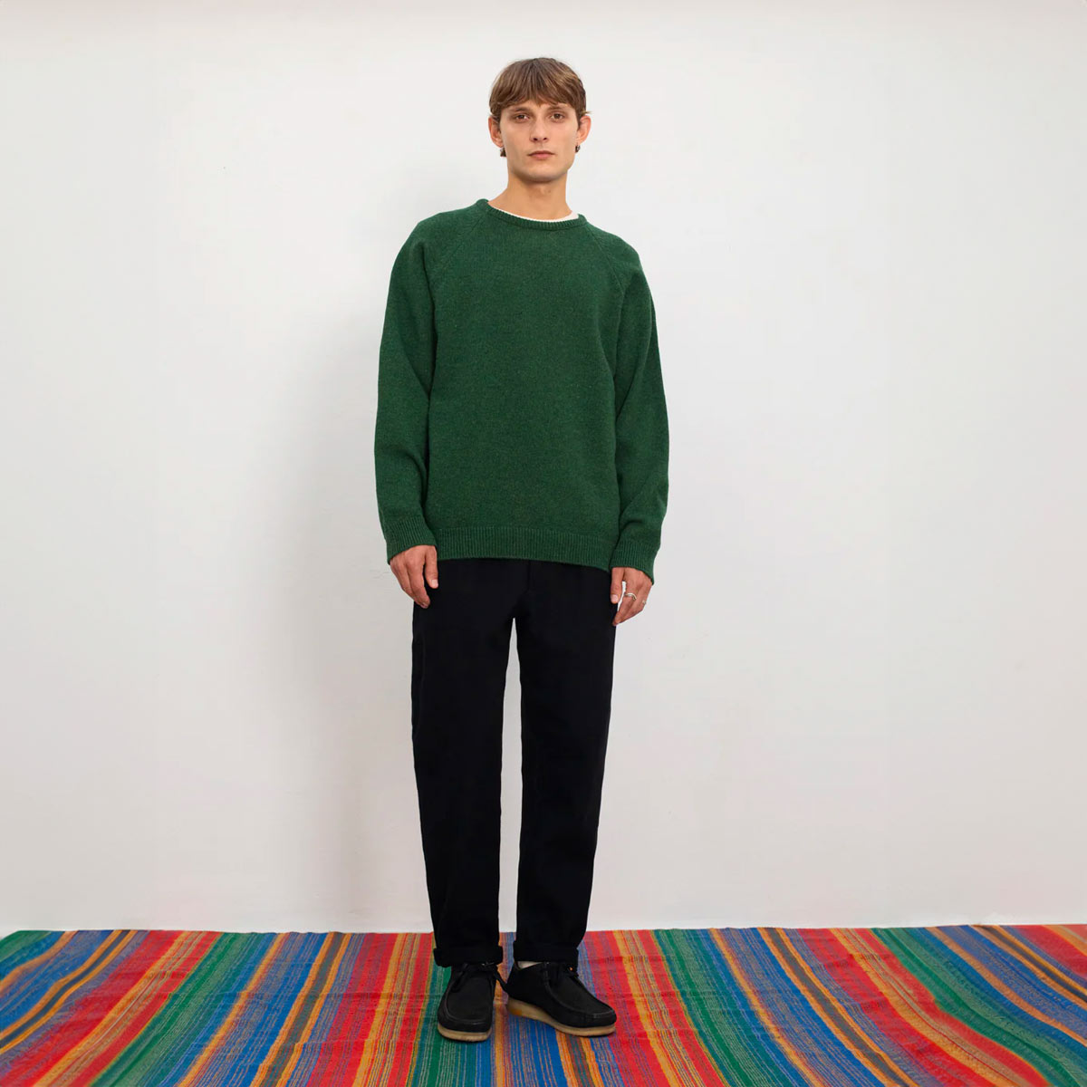 ROTHOLZ Smiley Strickpullover Unisex Rotholz_SmileyKnitSweaterWool-Blend-MossGreen_11