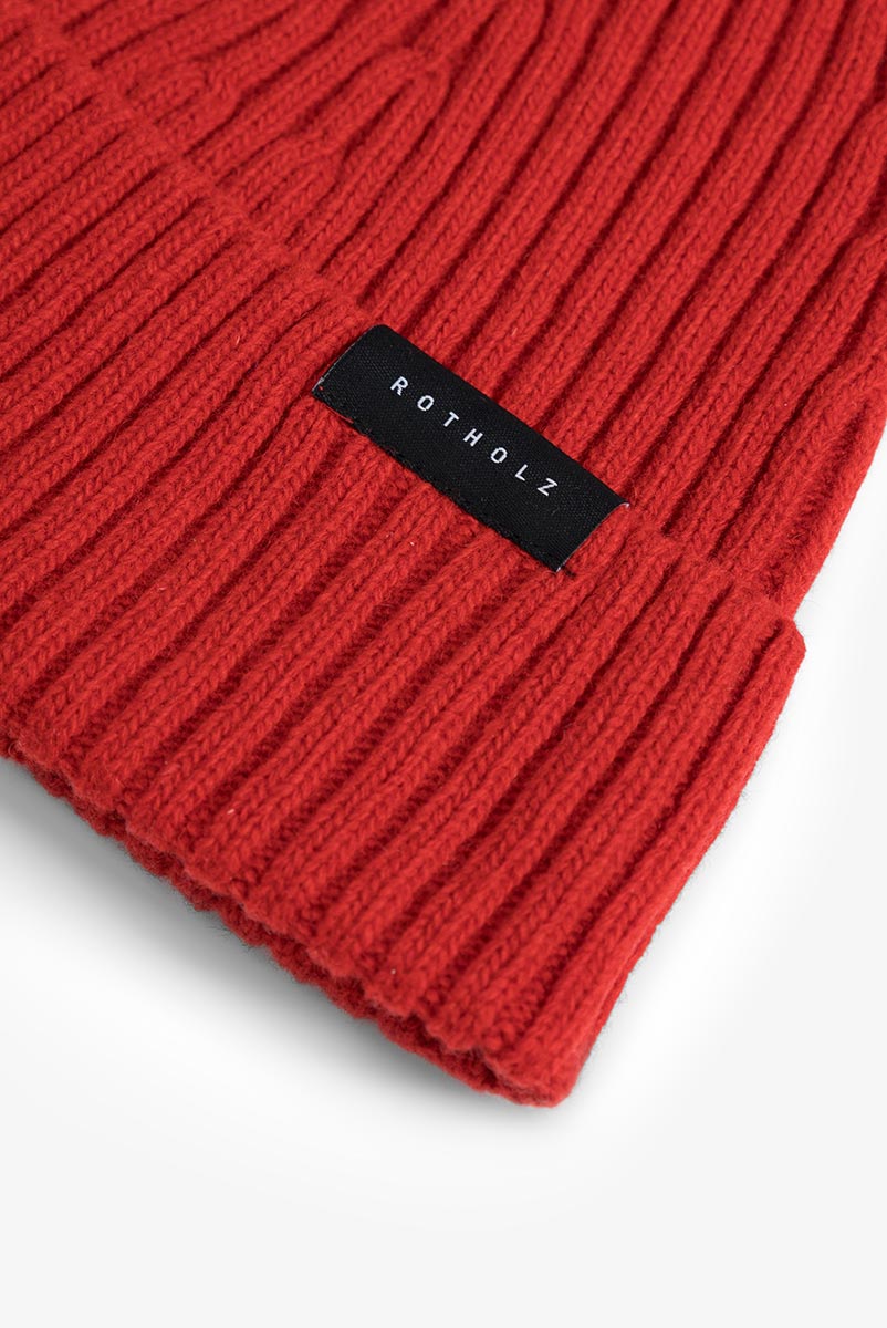 ROTHOLZ Klassische Ribbed Mütze Unisex Rotholz_ClassicRibbedBeanieWool-Blenda_33127BrightRed_02