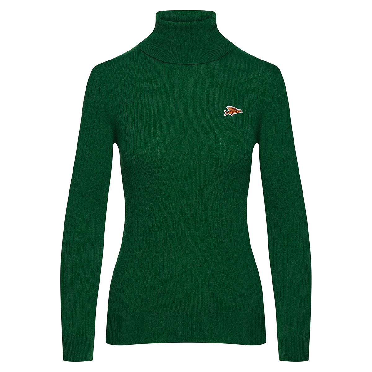 Café du Cycliste Nicole Rippstrick Rollkragenpullover Damen Cafe_du_Cycliste-Nicole_Ribbed_Merino_Roll_Neck-Forest_green-1