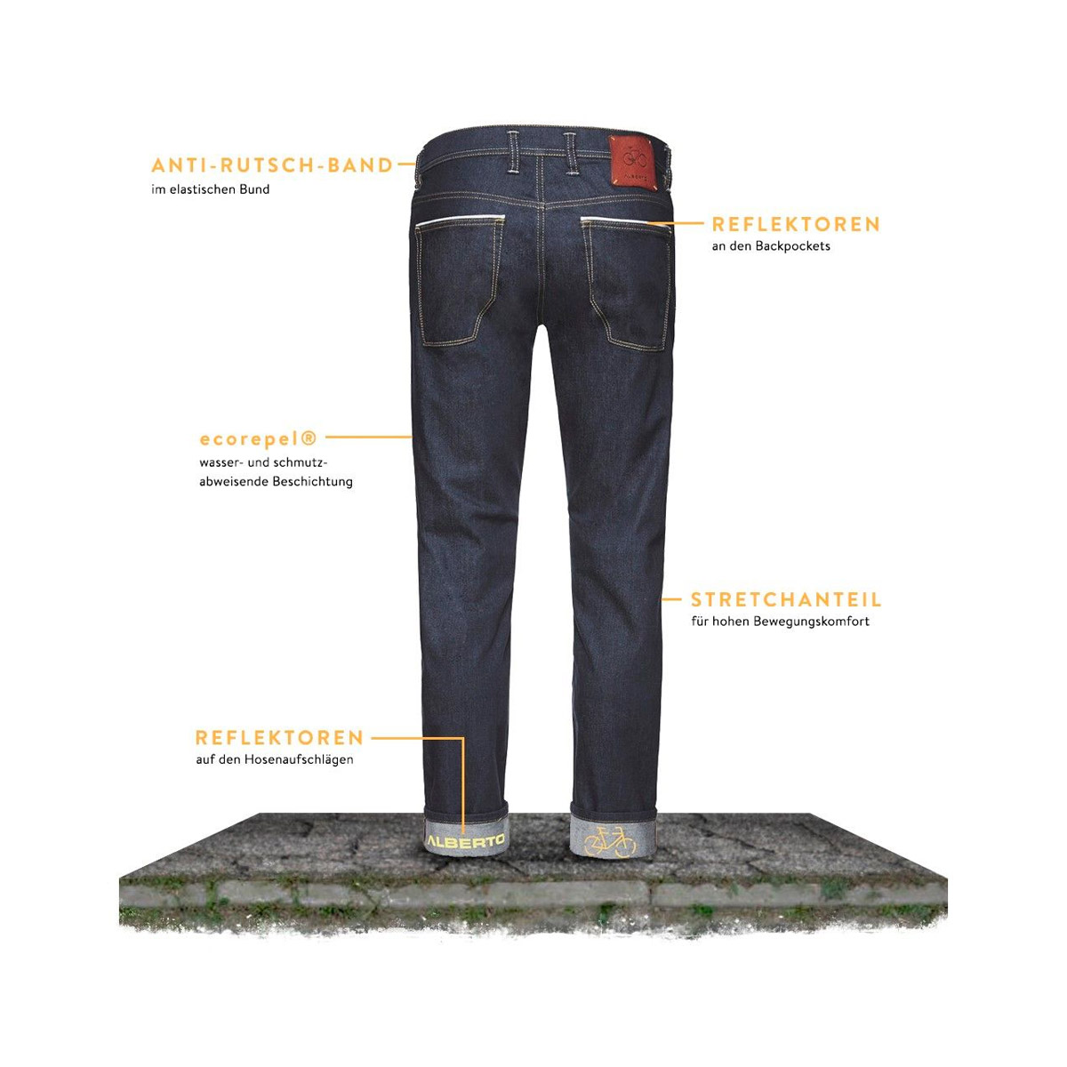 ALBERTO Speed Fahrrad Jeans Slim Fit Herren Alberto-Bike-Bild-Detail