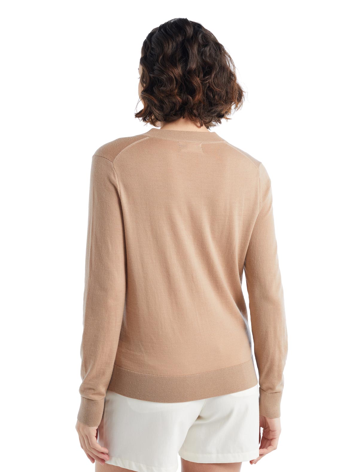 Icebreaker Wilcox LS V Merino Strickpullover Damen Icebreaker-SS22-Women-Wilcox-LS-V-Sweater-PRALINE-0A56DD347_2