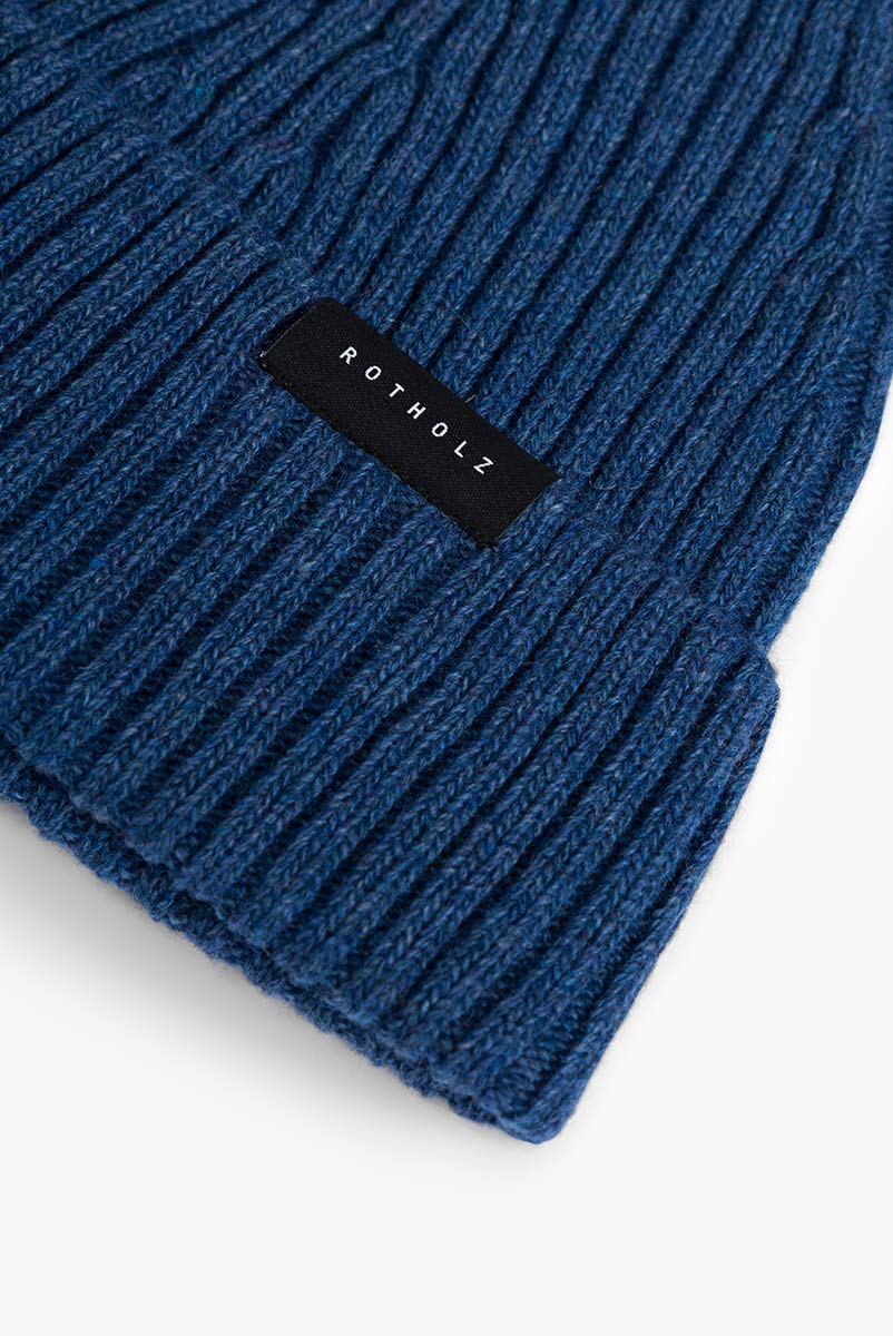 ROTHOLZ Klassische Ribbed Mütze Unisex Rotholz_ClassicRibbedBeanieWool-Blenda_33127WashedDenim_02
