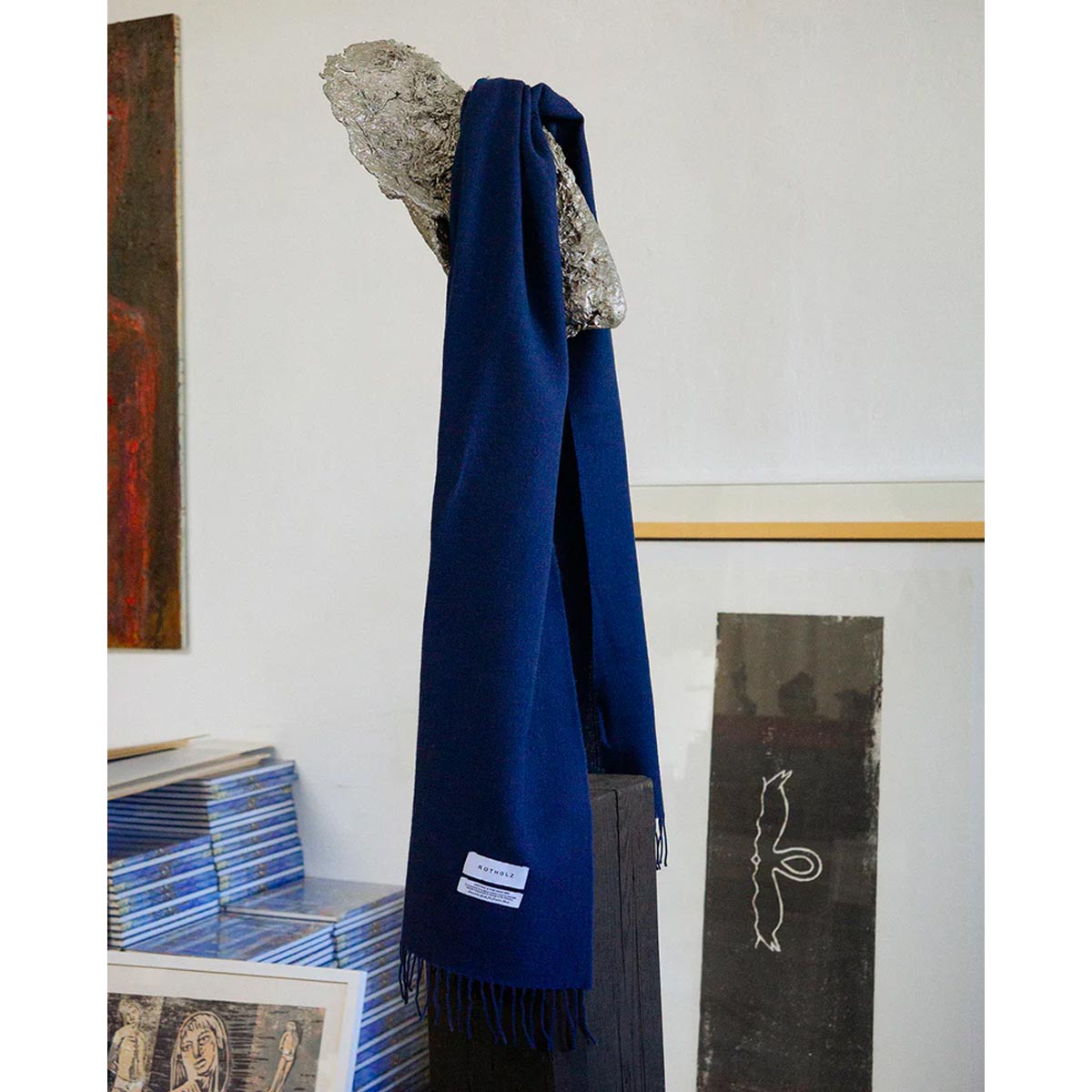 ROTHOLZ Gewebter Merino Schal Unisex Rotholz_WovenMerinoWoolScarf-IndigoBlue_05