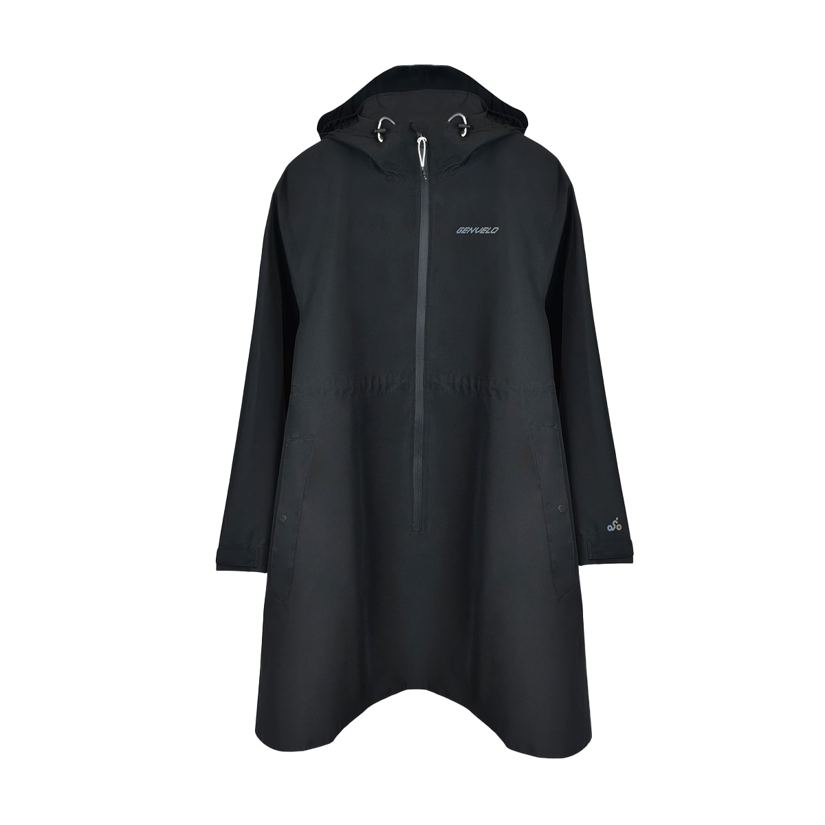 GENVELO Rain Cape Unisex Damen Herren black schwarz Regencape Vaude Freisteller von Vorne