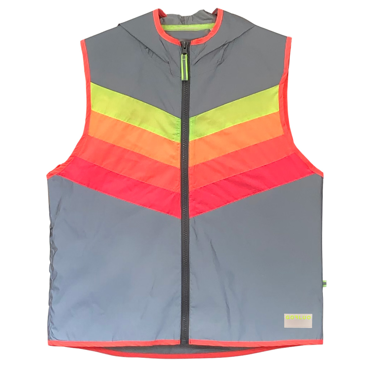 GOFLUO Darkflow Reflektierende Weste Unisex Gofluo-Darkflow-Weste-Women-front-grey-reflective