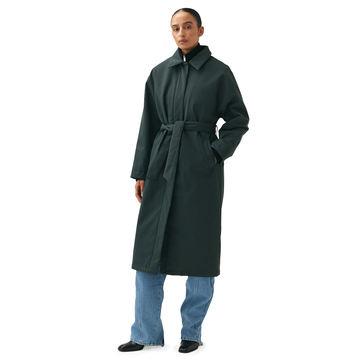 Welter Shelter Rachel G Ninspin Trench Mantel Damen Welter-Shelter_Rachel-G-NIN-SPIN-women_forest-green_00, Bekleidung, Mantel, Modisch, Jeanshose