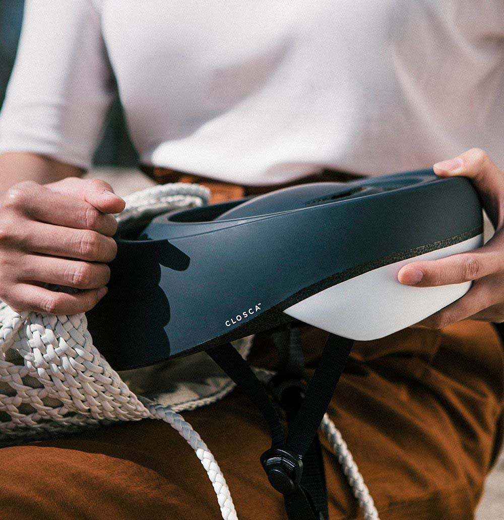 Loop Fahrrad Falthelm Closca-Loop-gefaltet-verstaut