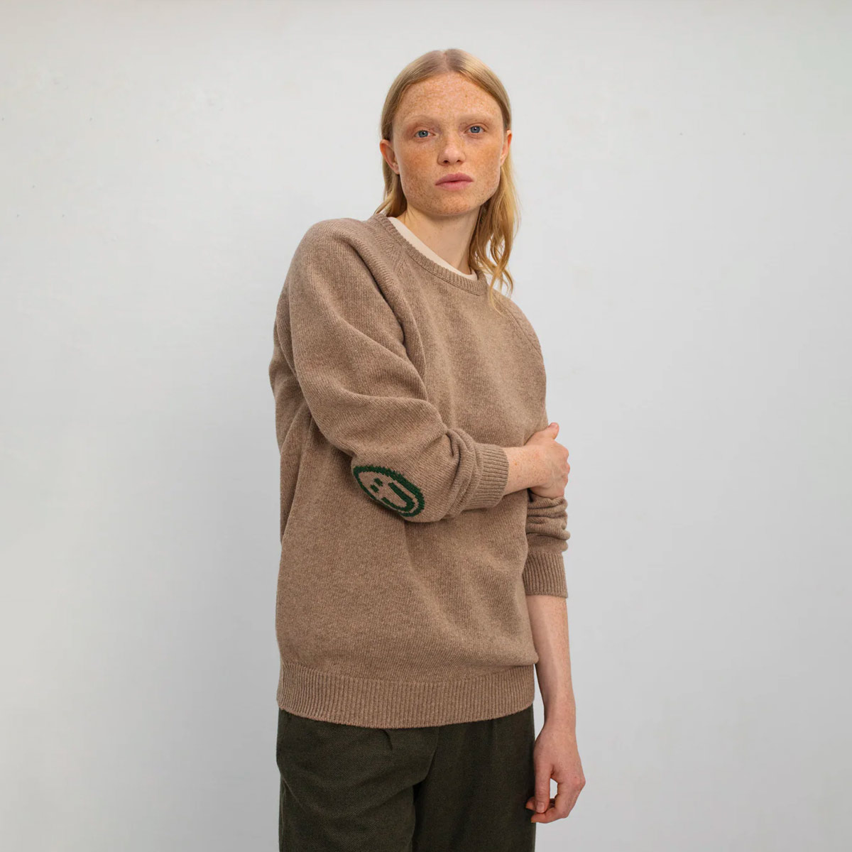 ROTHOLZ Smiley Strickpullover Unisex Rotholz_SmileyKnitSweaterWool-Blend-StoneMelange_05