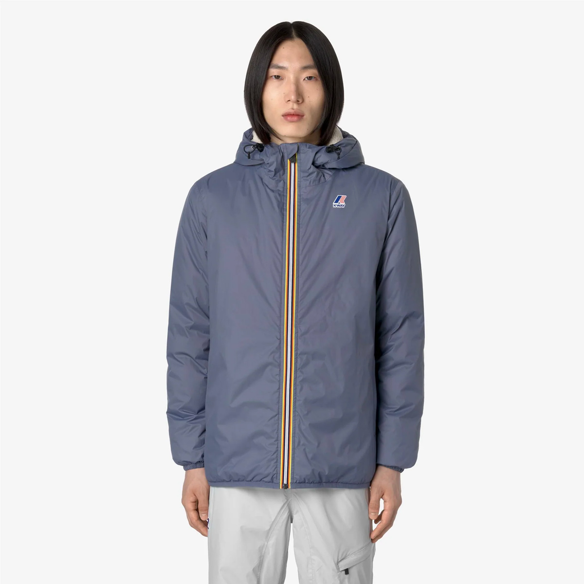 K-WAY Le Vrai 3.0 Claude Orsetto Regenjacke Unisex K-Way_Le-Vrai-3.0-Claude-Orsetto_functional-jacket_grey-blue-avio_03