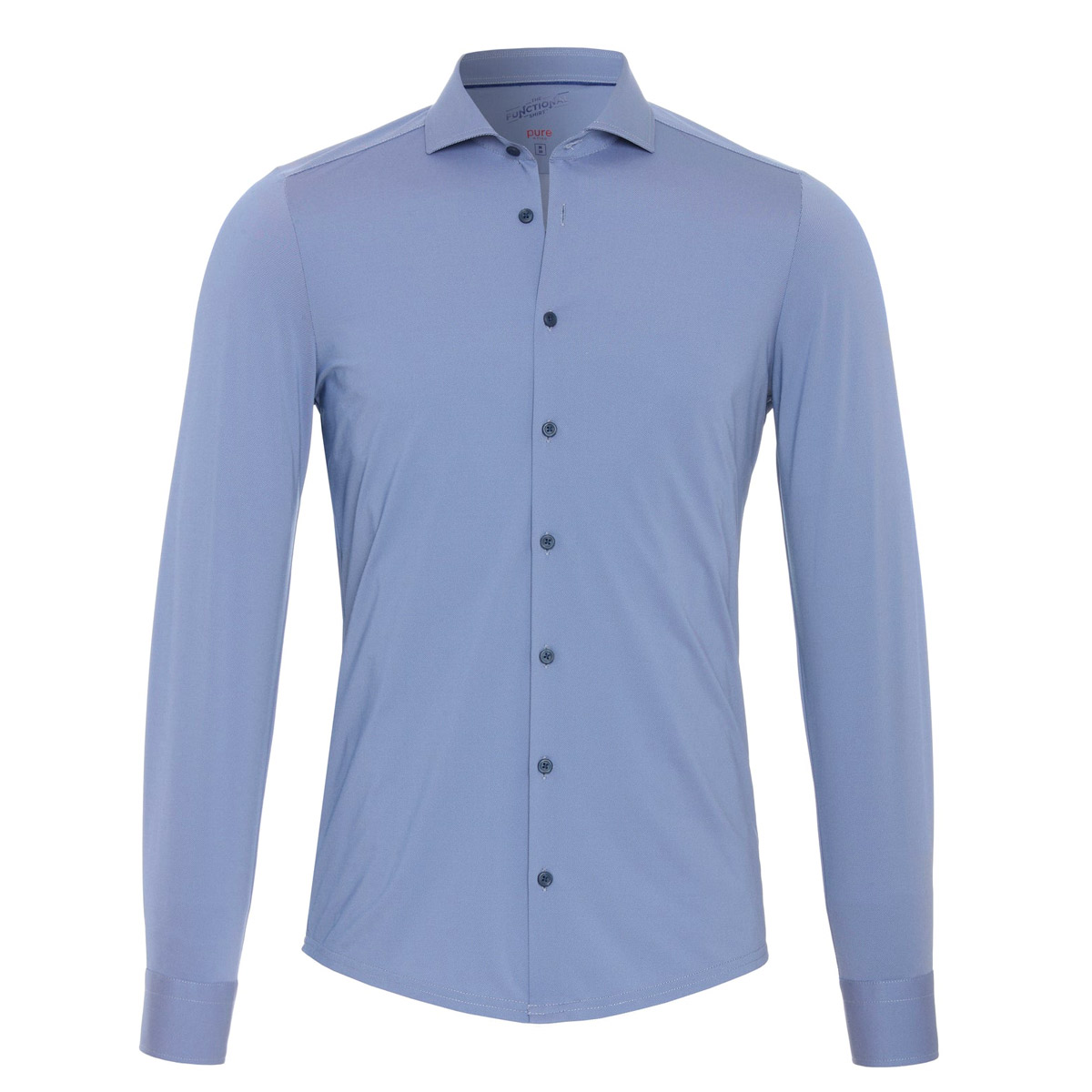 PURE Functional Twill Slim Fit Hemd Herren PURE_4030-21750_Functional-Hemd-langarm_Mittelblau_01