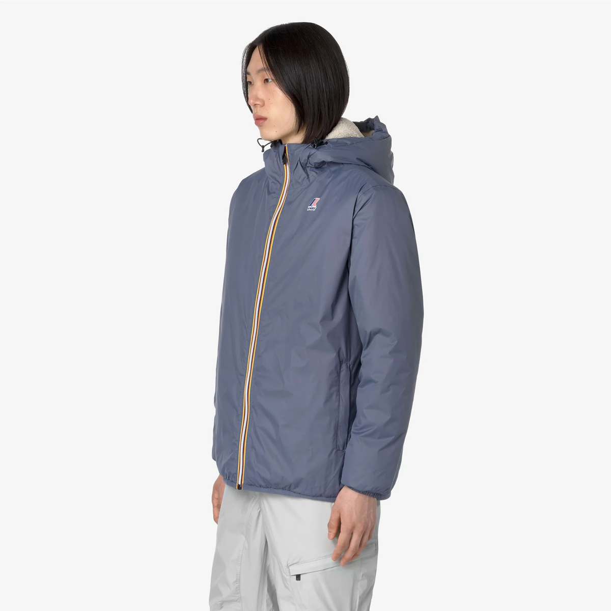 K-WAY Le Vrai 3.0 Claude Orsetto Regenjacke Unisex K-Way_Le-Vrai-3.0-Claude-Orsetto_functional-jacket_grey-blue-avio_04