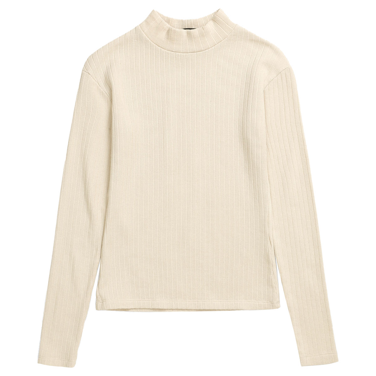 ROTHOLZ Rippstrick Langarmshirt Damen Rotholz_RibbedLong-SleeveMockneckOrganicCotton-SoftSand_01