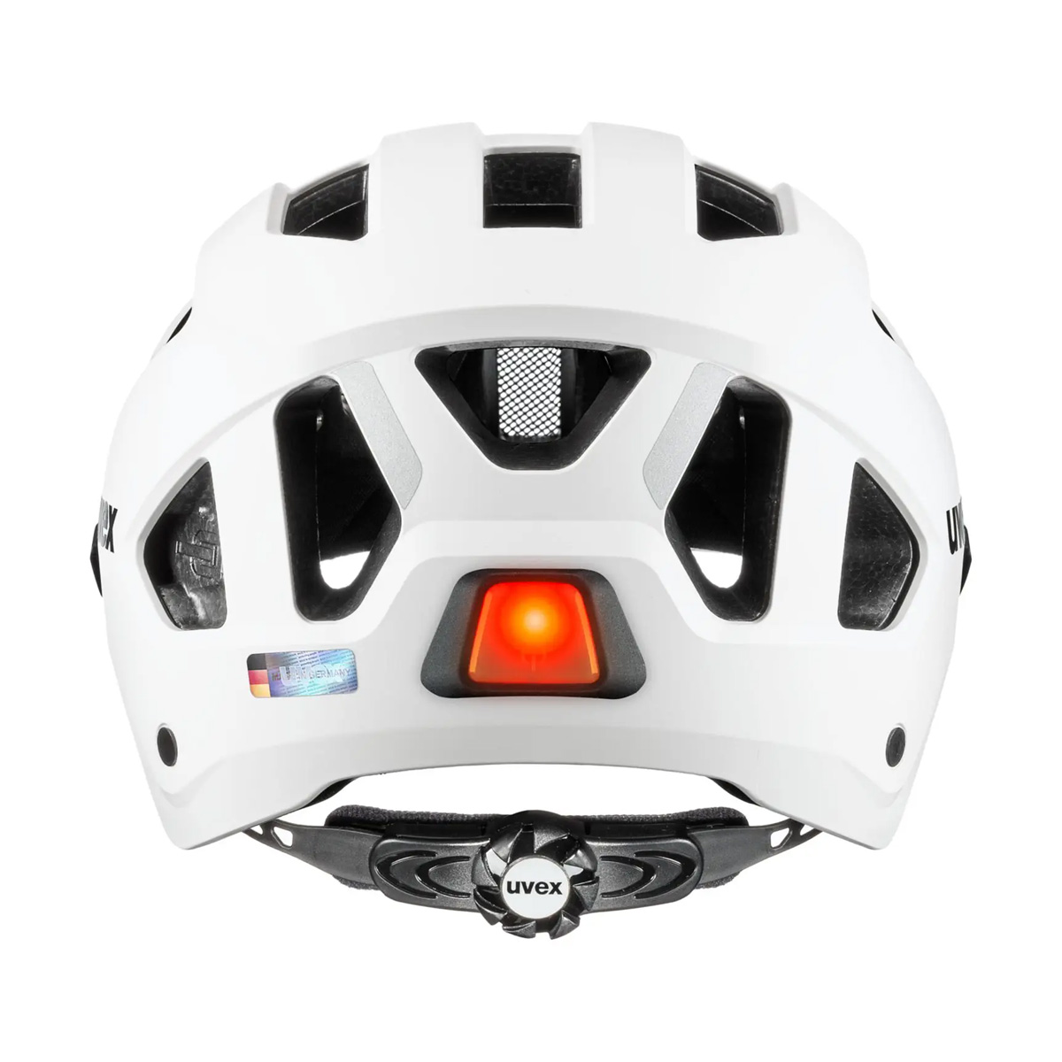 uvex stride visor Helm mit Visier Unisex white matt weiß uvex stride visor Helm mit Visier Unisex white matt weiß Licht an