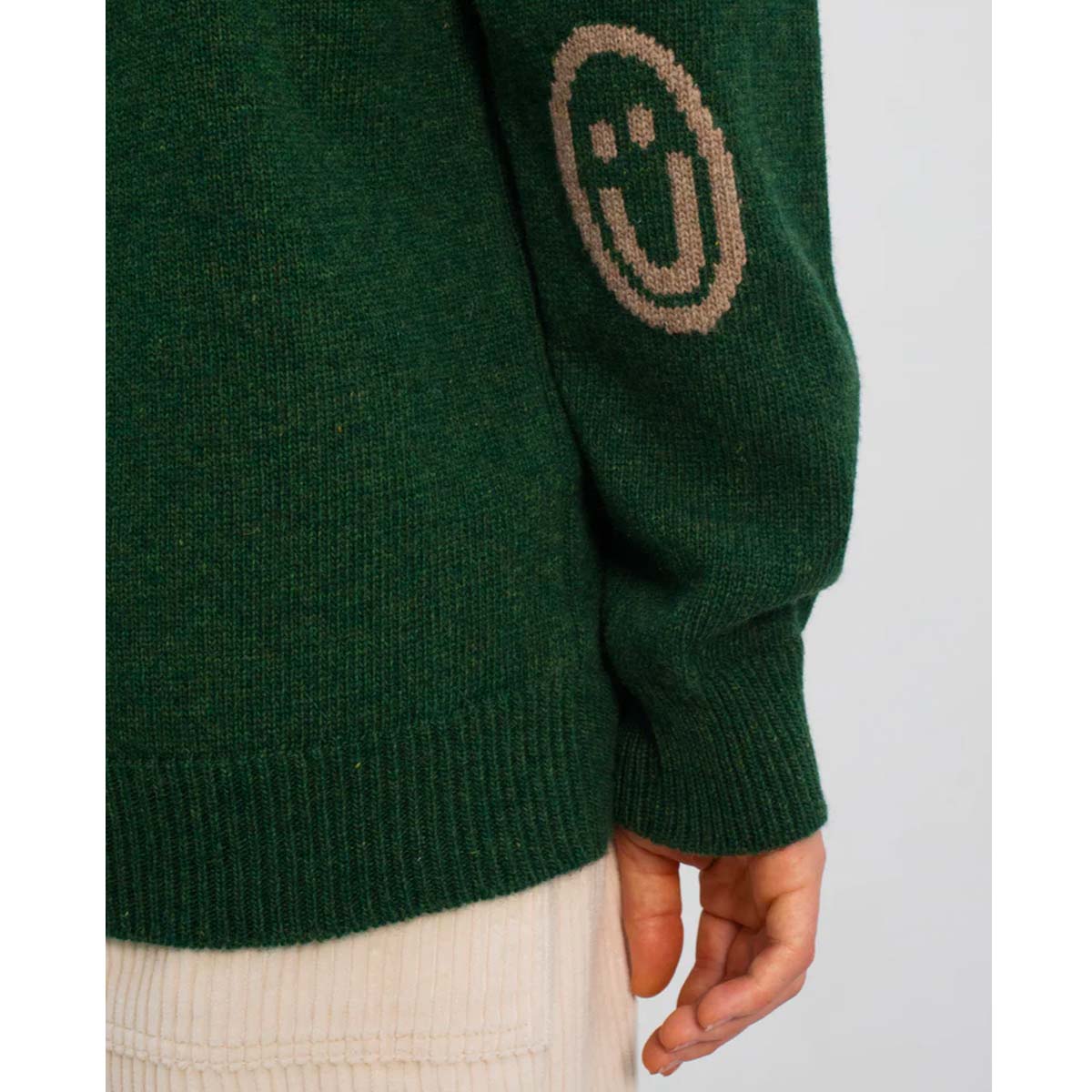 ROTHOLZ Smiley Strickpullover Unisex Rotholz_SmileyKnitSweaterWool-Blend-MossGreen_07
