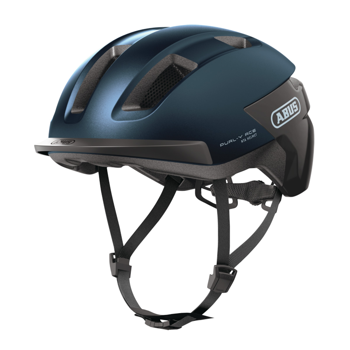 ABUS PURL-Y ACE Helm City Beleuchtung Licht Unisex midnight blue dunkelblau ABUS PURL-Y ACE Helm City Beleuchtung Licht Unisex midnight blue dunkelblau schräg vorne