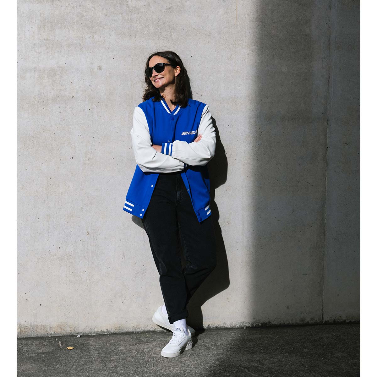 GENVELO College Jacke Unisex GENVELO_College-Jacke_blue_04, Hosen, Weiblich, Mädchen, Person, Jugendlich