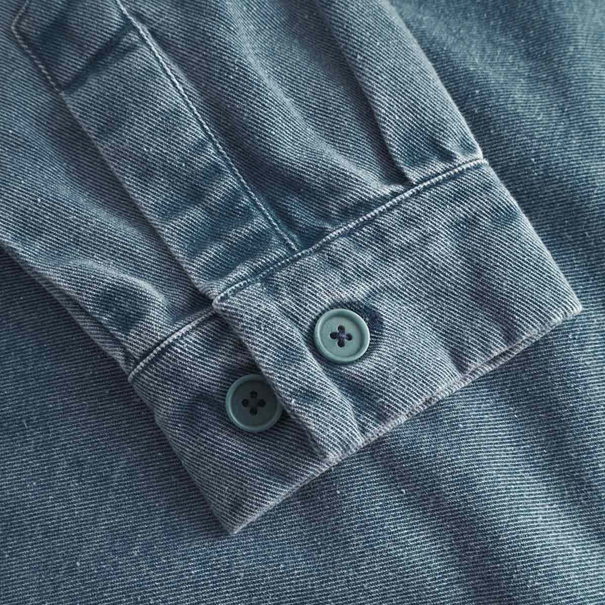 Rotholz Leisure Shirt Organic Cotton Unisex Hemd Biobaumwolle blau Rotholz Leisure Shirt Organic Cotton Unisex Hemd Biobaumwolle blau Detail Ärmel