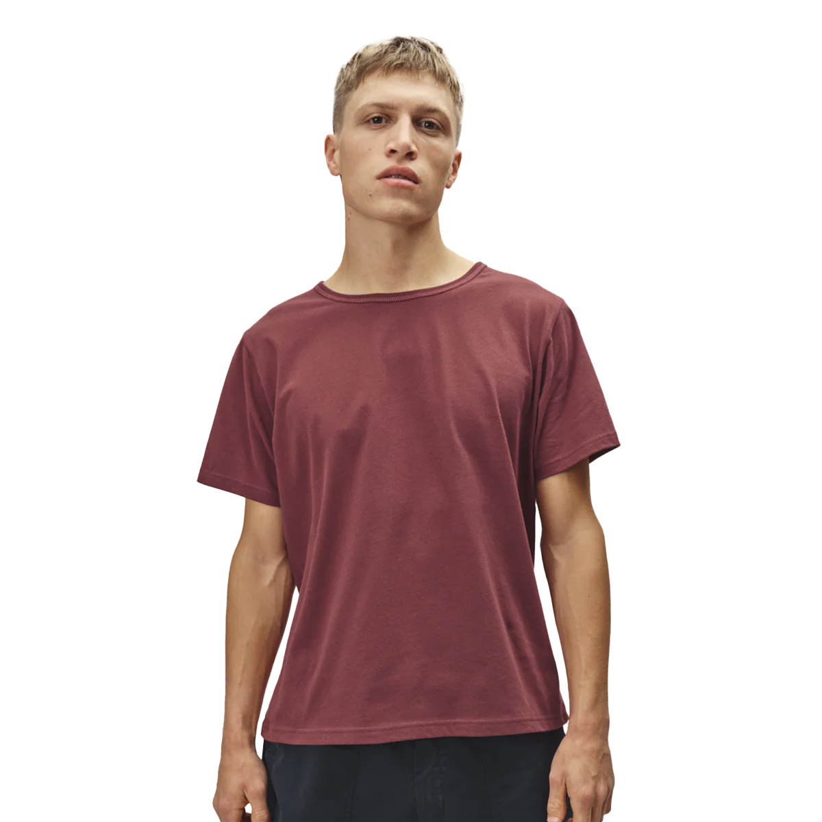 WOTE T-Shirt Herren WO_M2101-0200_WOTE_T-Shirt-aus-Organic-Cotton-Men_dunkelrot_01, Bekleidung, T-shirt, Ärmel, Person