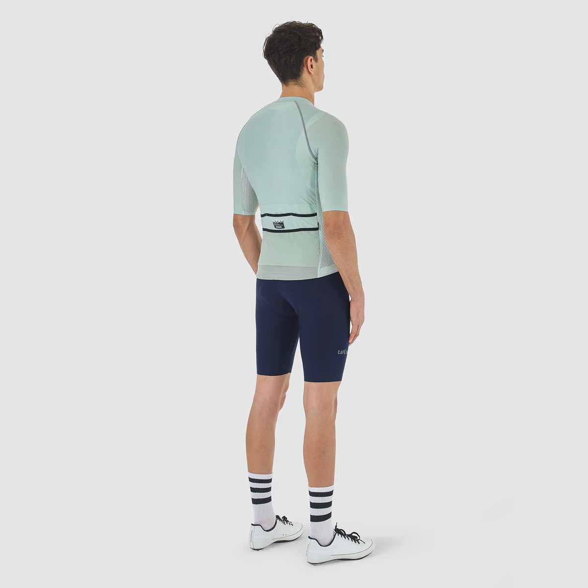 Café du Cycliste Radsport Trikot Jersey Herren MAGDA jadeit mint grün hellgrün Café du Cycliste Radsport Trikot Jersey Herren MAGDA jadeit mint grün hellgrün Model sportler hinten