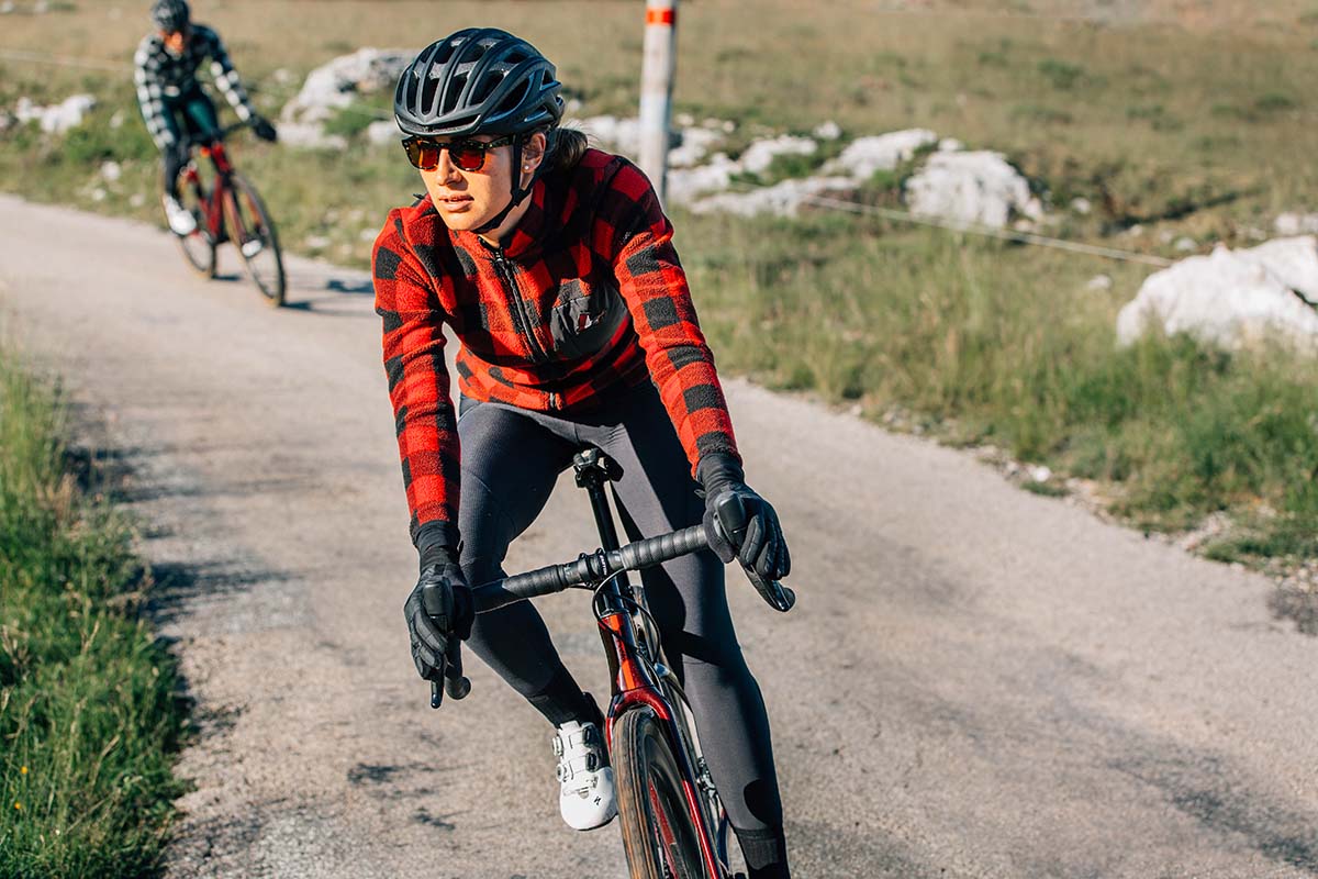 Café du Cycliste Solange Langarm Radtrikot Damen Cafe_du_Cycliste-Solange_Mountain_Style_Gravel_Jersey-Red-Black-6