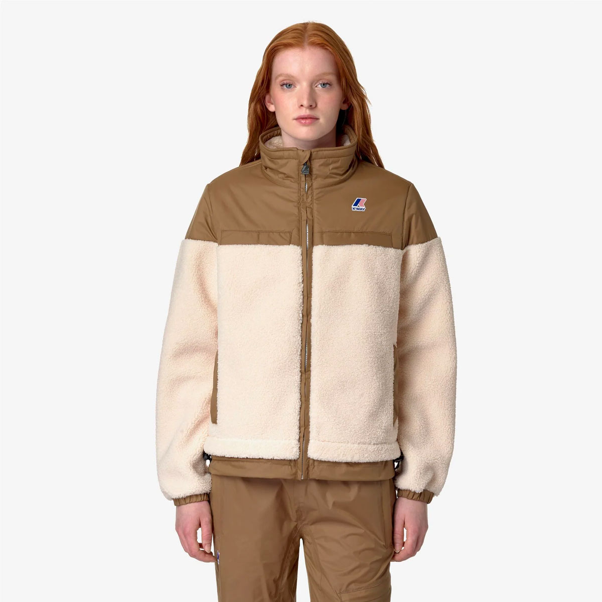 K-WAY Le Vrai 3.0 Jilde Orsetto Fleecejacke Unisex K-Way_Le-Vrai-3-0-Jildaz-Orsetto_Fleece_Windproof-Hoodie_ECRU-BROWN-CORDA_03