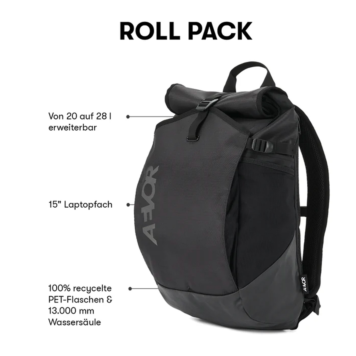AEVOR Roll Pack 20L Rucksack AEVOR_Roll-Pack_proof-black_03