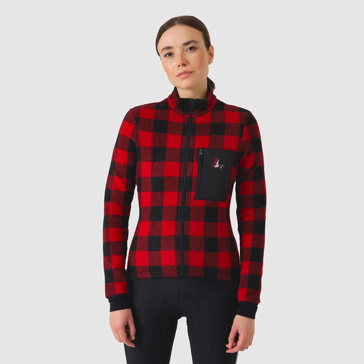 Café du Cycliste Solange Langarm Radtrikot Damen Cafe-du-Cycliste_Solange-Womens-Fleece-Jersey_Red-Black_10