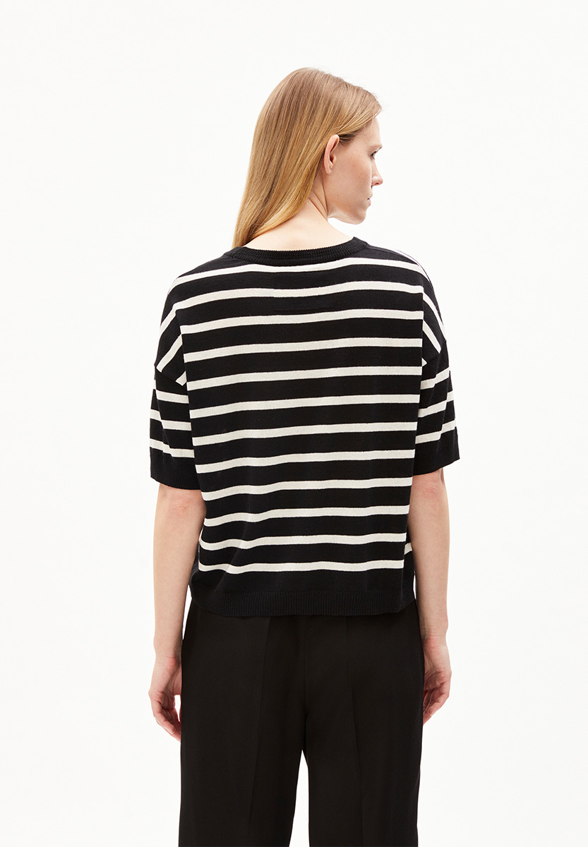 ARMEDANGELS Lillaas Stripes Halbarm Strickpullover Damen Armed-Angels_LILLAAS-STRIPES_Shirt-Women_black-off-white_04
