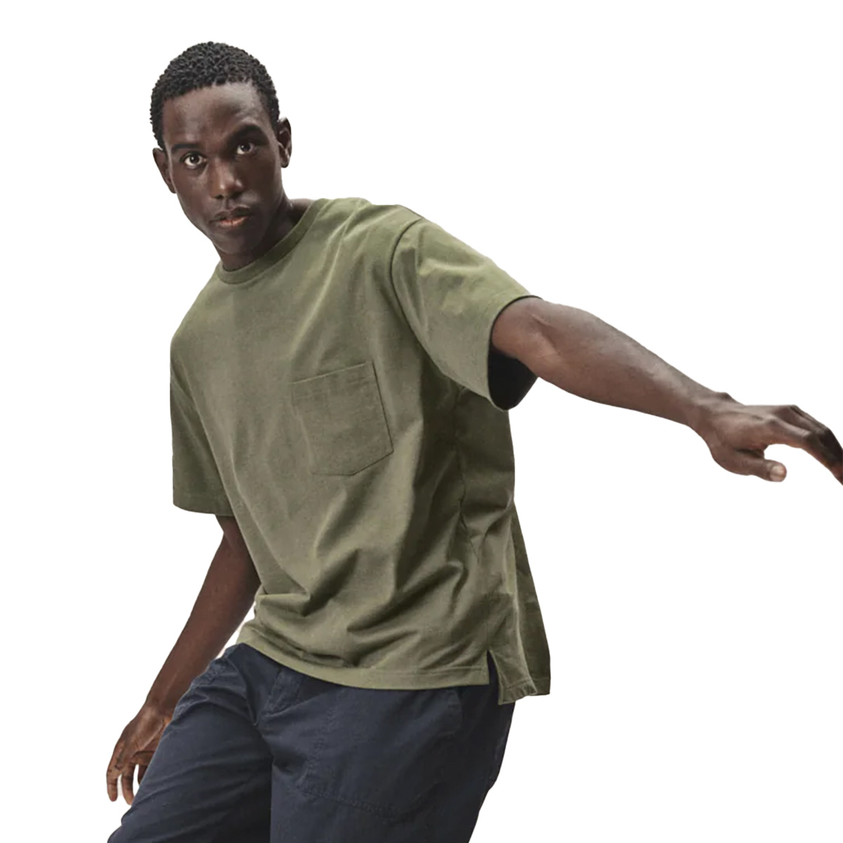WOTE Oversized T-Shirt Herren WOTE_M2102-4700_T-Shirt-Oversized-aus-Organic-Cotton-Men_olive_01, T-shirt, Ärmel, Hemd, Mann, Person