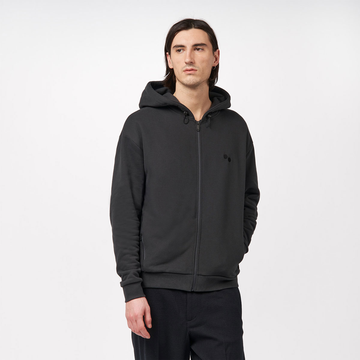 Pinqponq Sweatjacke Unisex PPC-HOZ-101-801-pinqponq-Zipped-Hoodie-Peat-Black-55, Strickwaren, Pullover, Sweatshirt, Kapuzenpulli, Fleece