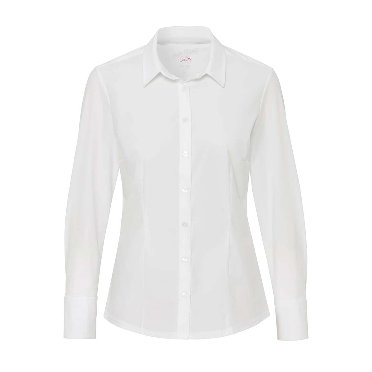 PURE Functional Slim Fit Hemdbluse Damen Functional-Bluse-weiss-vorne