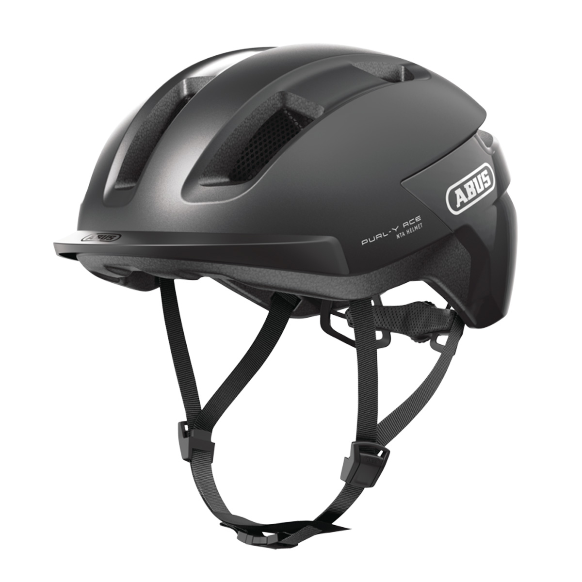 ABUS PURL-Y ACE Helm City Beleuchtung Licht Unisex schwarz ABUS PURL-Y ACE Helm City Beleuchtung Licht Unisex schwarz schräg vorne