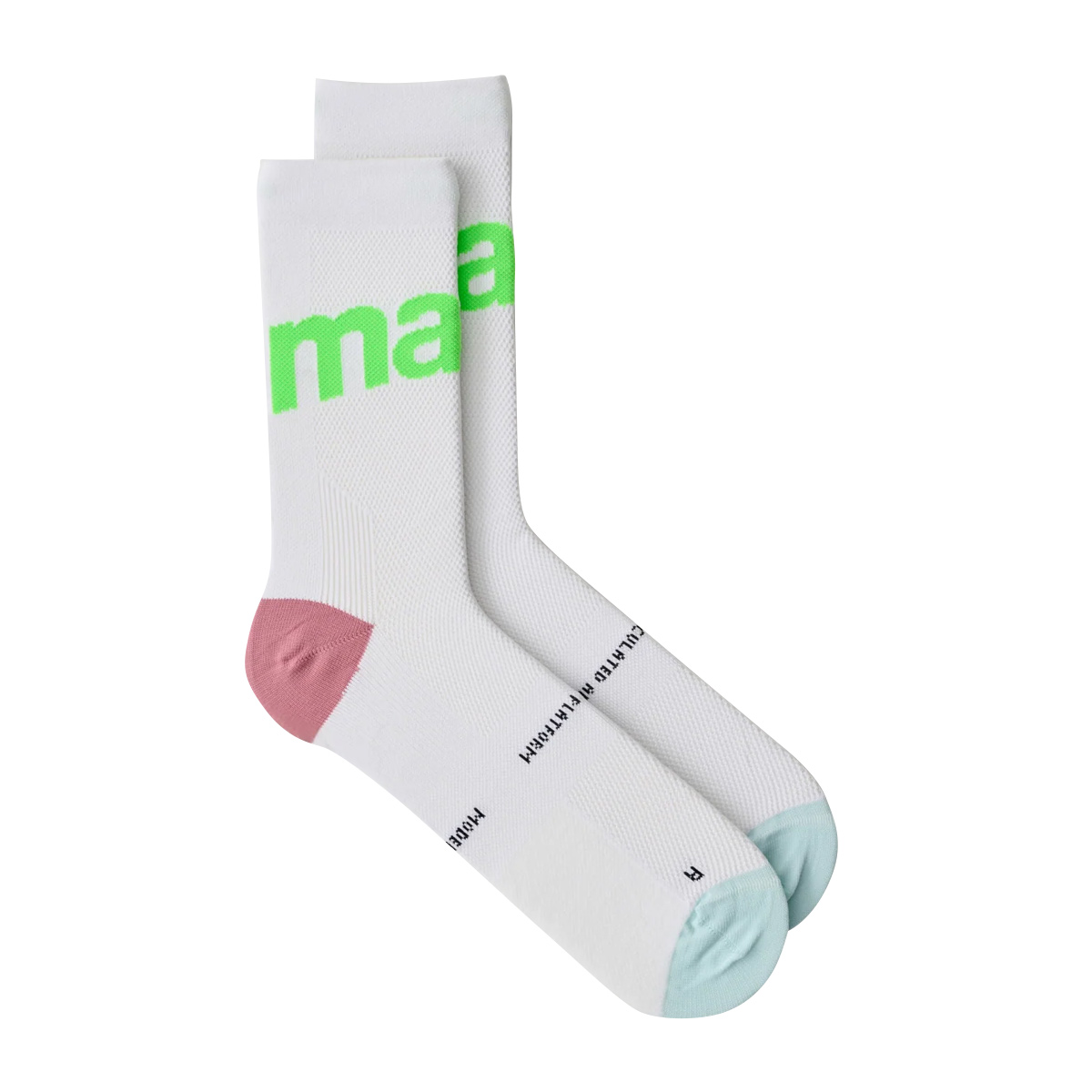 Maap Training Socks Radsport Unisex White Fluoro Lime weiss Freisteller