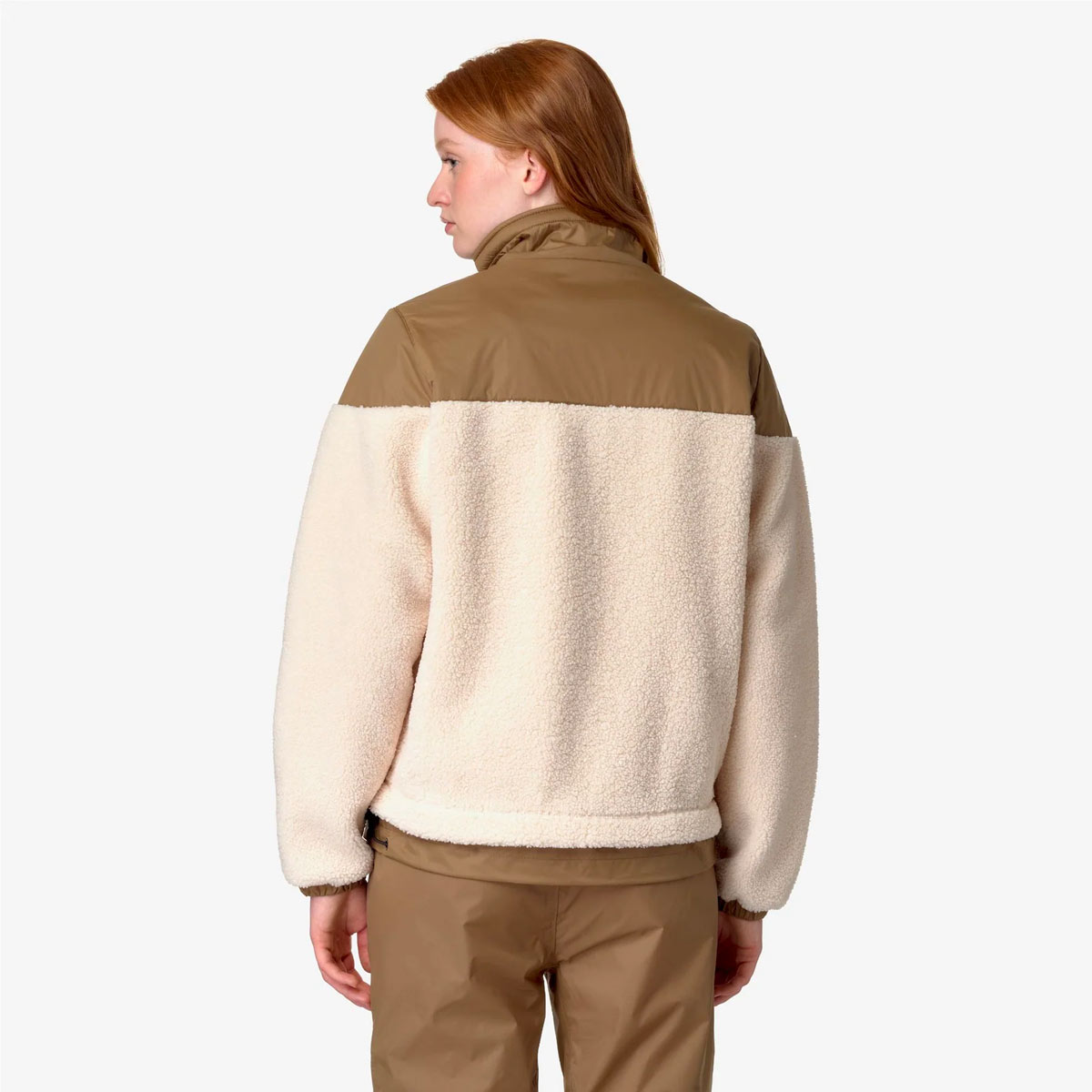 K-WAY Le Vrai 3.0 Jilde Orsetto Fleecejacke Unisex K-Way_Le-Vrai-3-0-Jildaz-Orsetto_Fleece_Windproof-Hoodie_ECRU-BROWN-CORDA_05