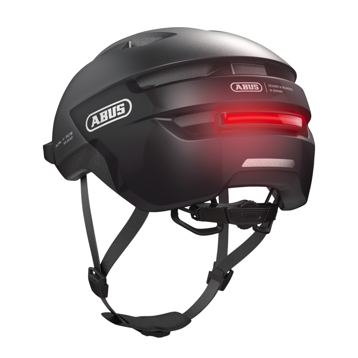 ABUS PURL-Y ACE Helm City Beleuchtung Licht Unisex schwarz ABUS PURL-Y ACE Helm City Beleuchtung Licht Unisex schwarz schräg hinten