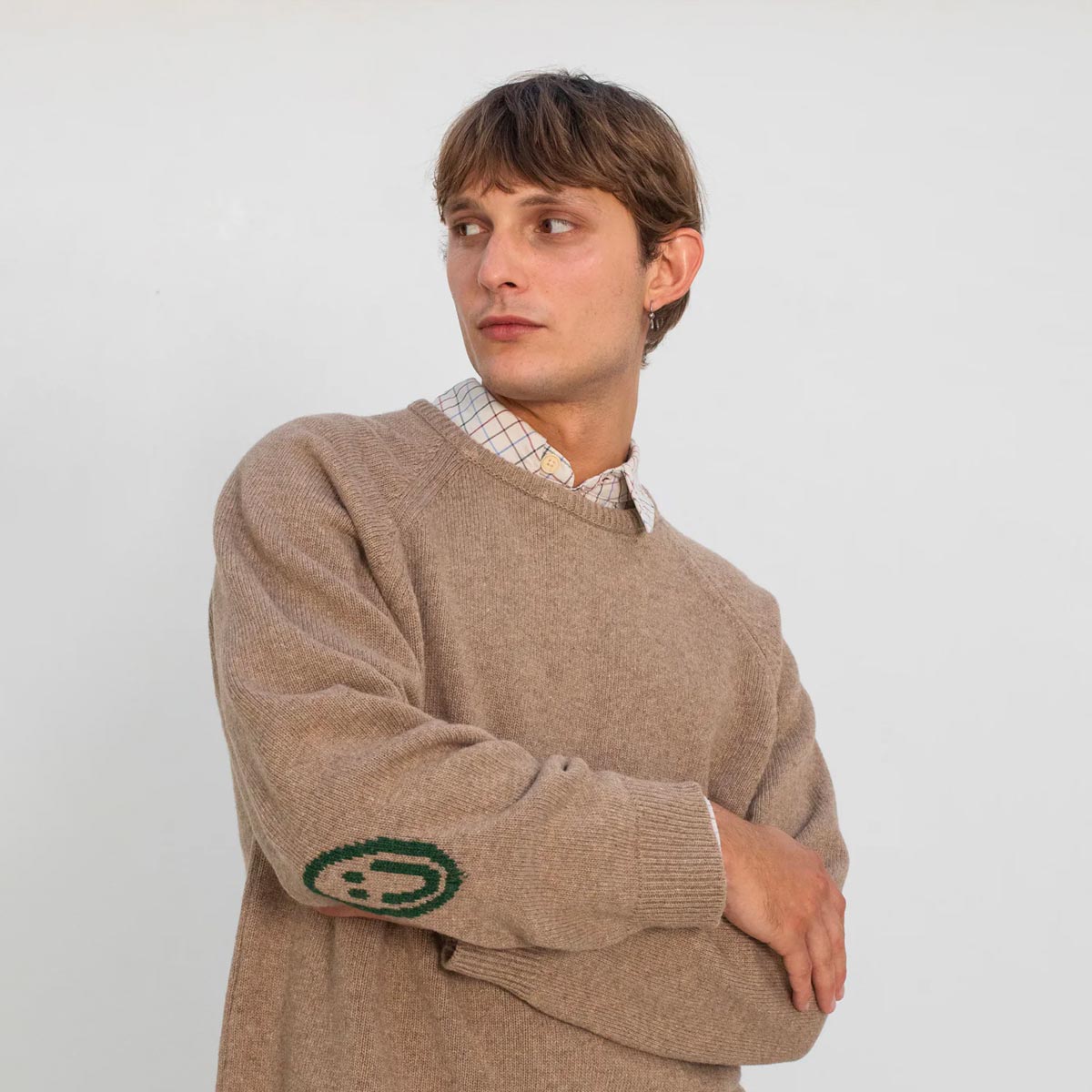 ROTHOLZ Smiley Strickpullover Unisex Rotholz_SmileyKnitSweaterWool-Blend-StoneMelange_11