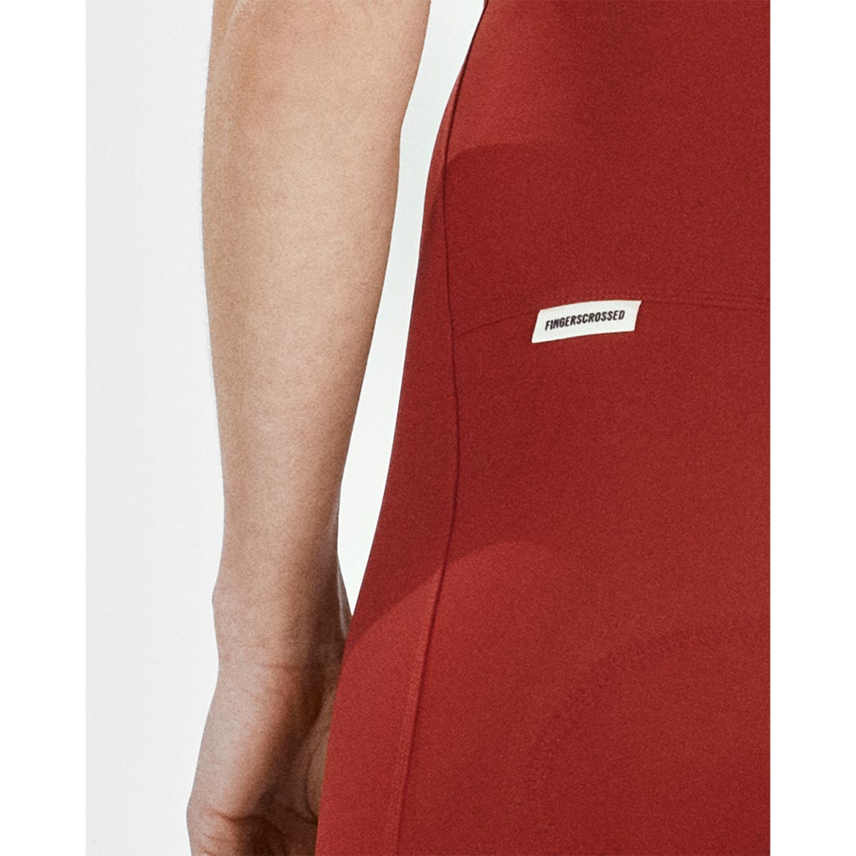 FINGERSCROSSED #ROAD BIB WOMEN Fahrradhose Damen Radsport brick rot FINGERSCROSSED #ROAD BIB WOMEN Fahrradhose Damen Radsport brick rot Detail Logo back