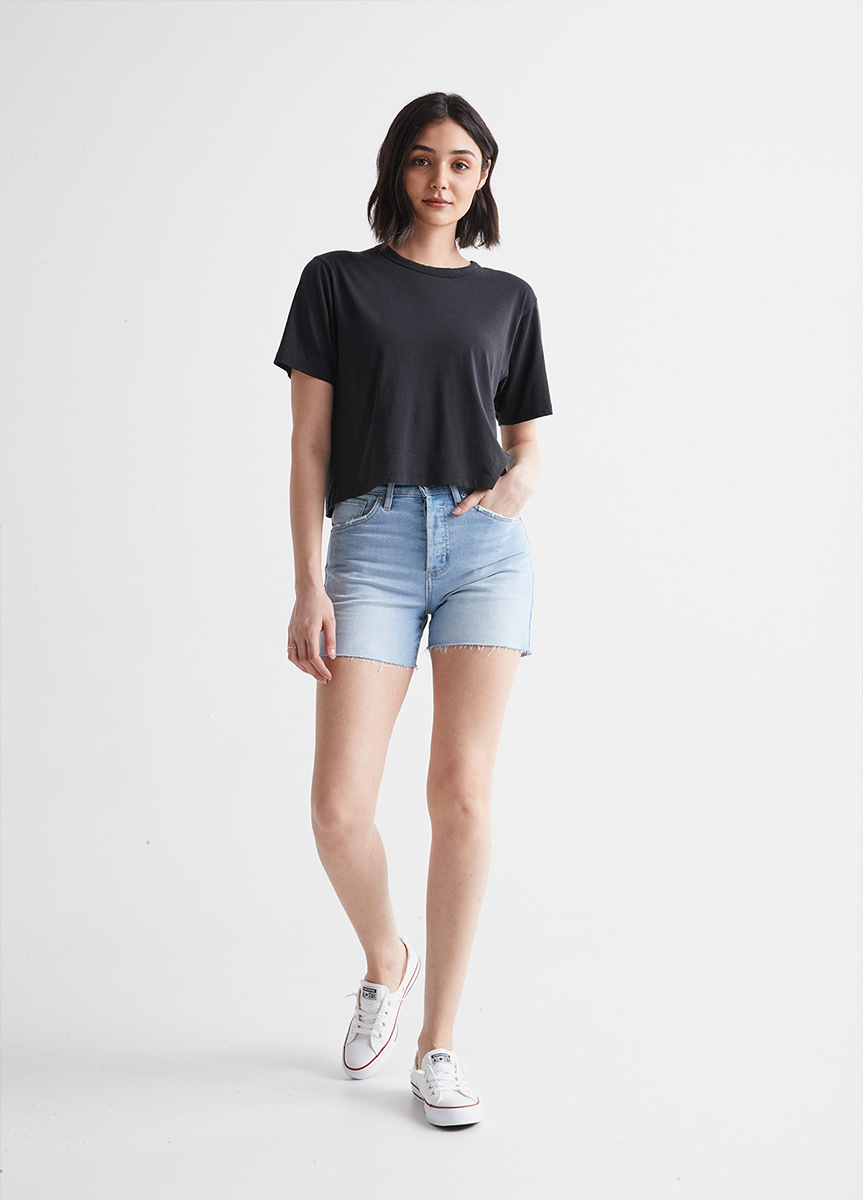 DUER High Waist Jeans Shorts Damen DUER_WSMR5323-MIDWEIGHT-DENIM-HIGH-RISE-SHORT-Light-Blue_03