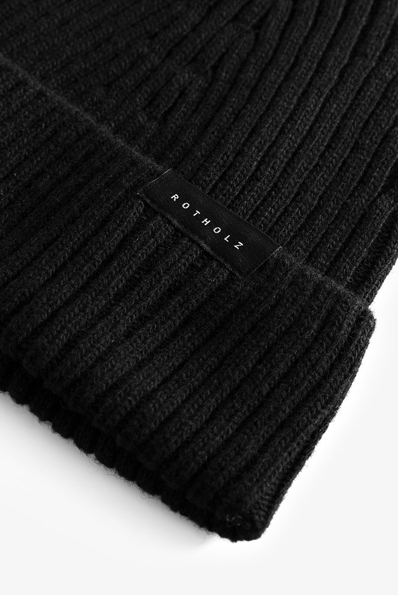 ROTHOLZ Klassische Ribbed Mütze Unisex Rotholz_ClassicRibbedBeanieWool-Blenda_33127SoftBlack_02