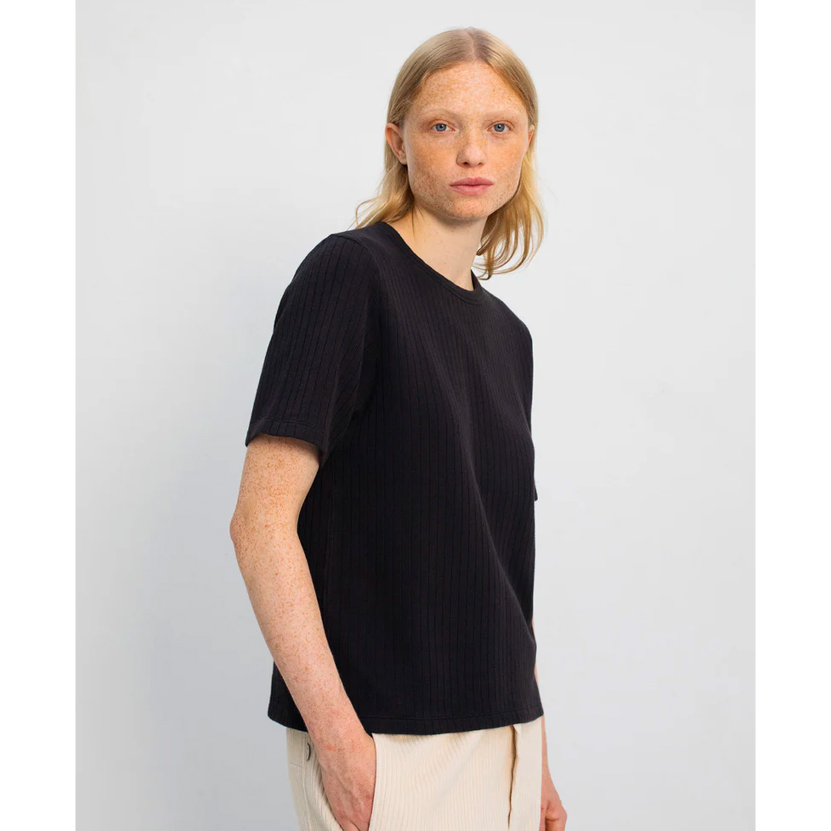 ROTHOLZ Rippstrick T-Shirt Damen Rotholz_RibbedT-ShirtOrganicCotton-MossGreen_06