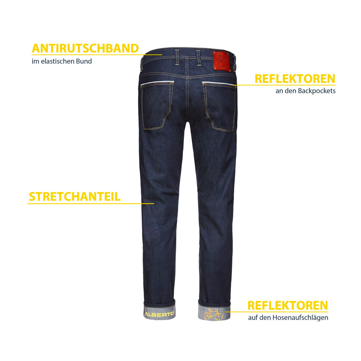 ALBERTO Fahrrad Jeans Slim Straight Fit Herren Alberto-Bike-Grafik-Jeans-Herren