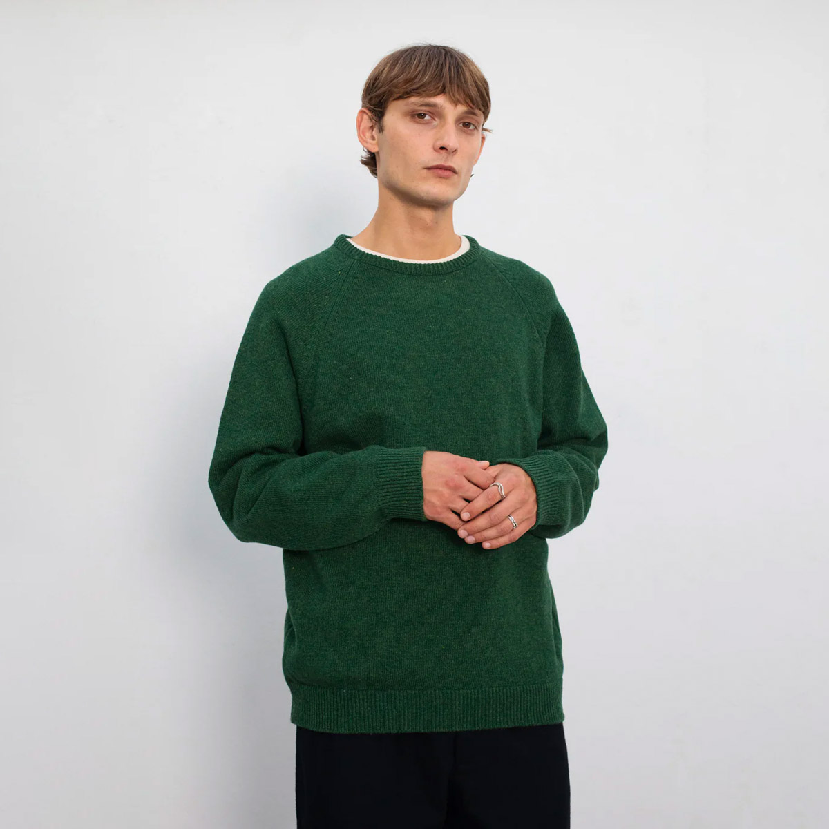 ROTHOLZ Smiley Strickpullover Unisex Rotholz_SmileyKnitSweaterWool-Blend-MossGreen_10