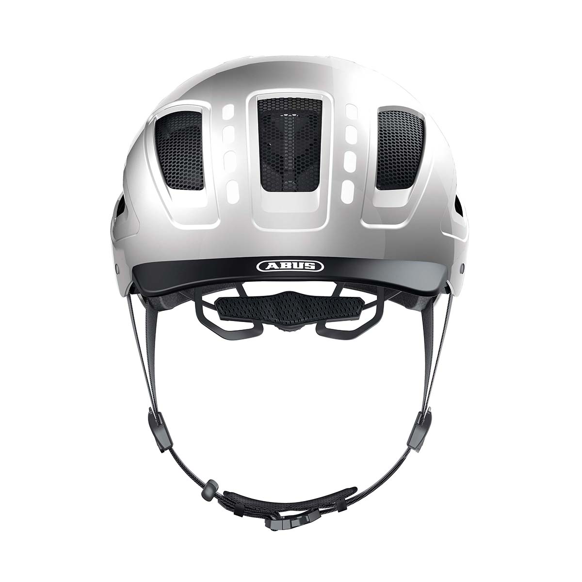 ABUS Hyban 2.0 LED Fahrradhelm 614644_HYBAN_2-0_LED_SIGNAL_SILVER_FRONT_Abus