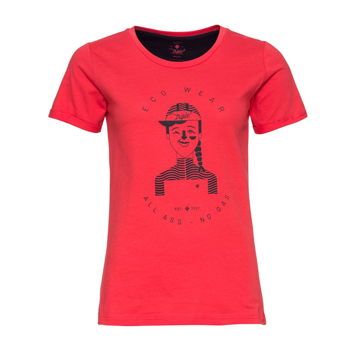 Triple2 TUUR Nul Face T-Shirt Damen Triple2-26201_TUUR-nul-Organic-Cotton-Jersey-Women-Face_38_Hibiscus