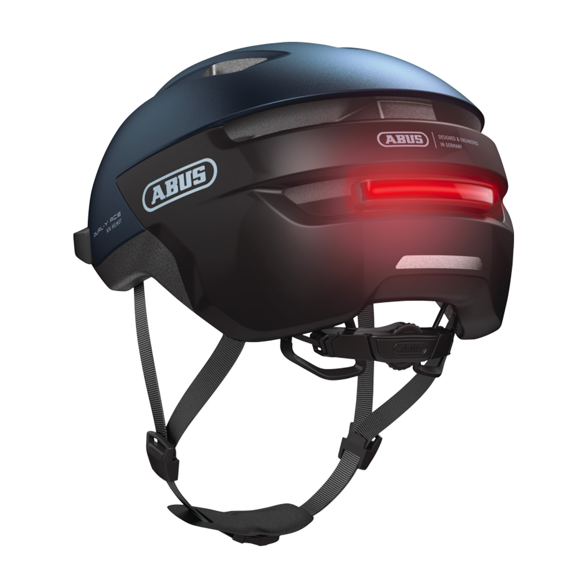ABUS PURL-Y ACE Helm City Beleuchtung Licht Unisex midnight blue dunkelblau ABUS PURL-Y ACE Helm City Beleuchtung Licht Unisex midnight blue dunkelblau schräg hinten