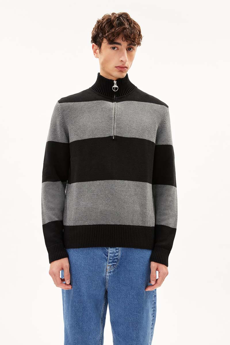 ARMEDANGELS Maaures Strickpullover Herren Armedangels-30005093-MAAURES-black-mid-grey-melange-2
