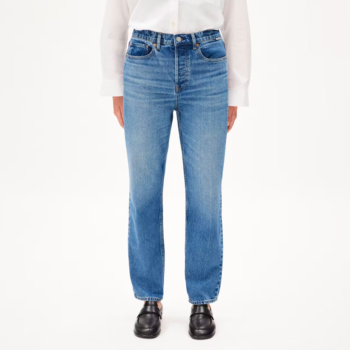 ARMEDANGELS Aaikala High Waist Straight Leg Jeans Damen Bekleidung, Jeans, Hosen